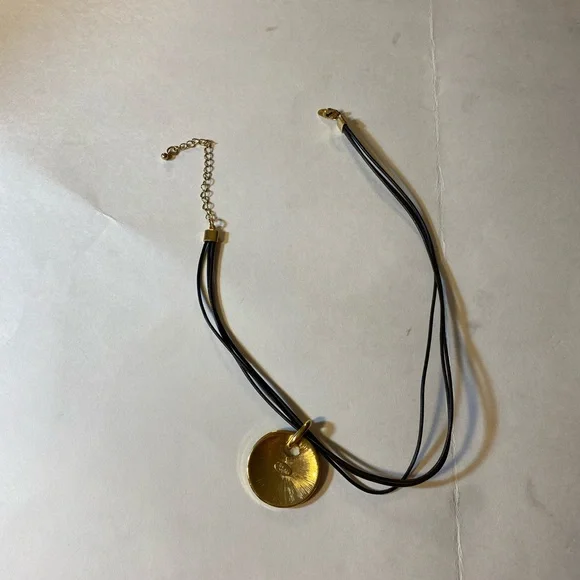 Lia Sophia, Vintage, Necklace, Gold & Black, w Gold Round Pendant (removable) - Picture 4 of 6